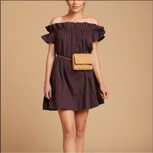 Free People Off-Shoulder Brown Mini Dress